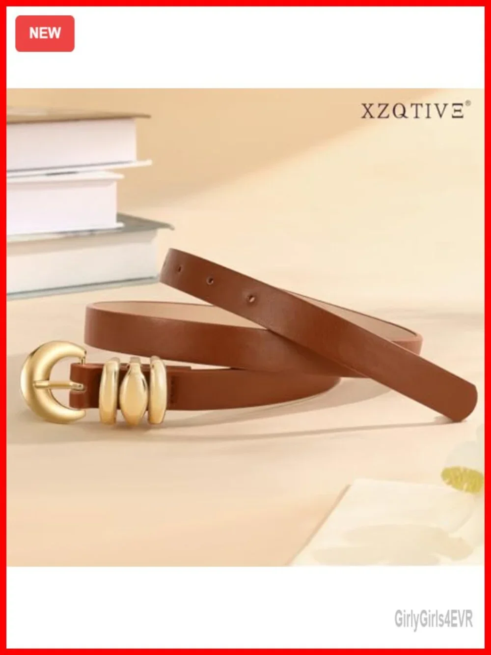 2 Pack Women's Skinny Faux Leather Belt with Gold Buckle